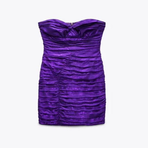 Zara Strapless Purple Mini Dress - Picture 3 of 6
